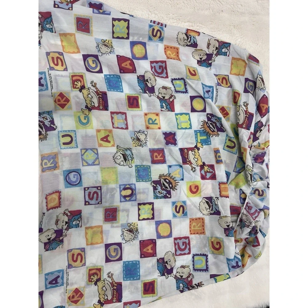 1999 Rugrats Nickelodeon Alphabet Blocks Twin Fitted Sheet Tommy Angelica